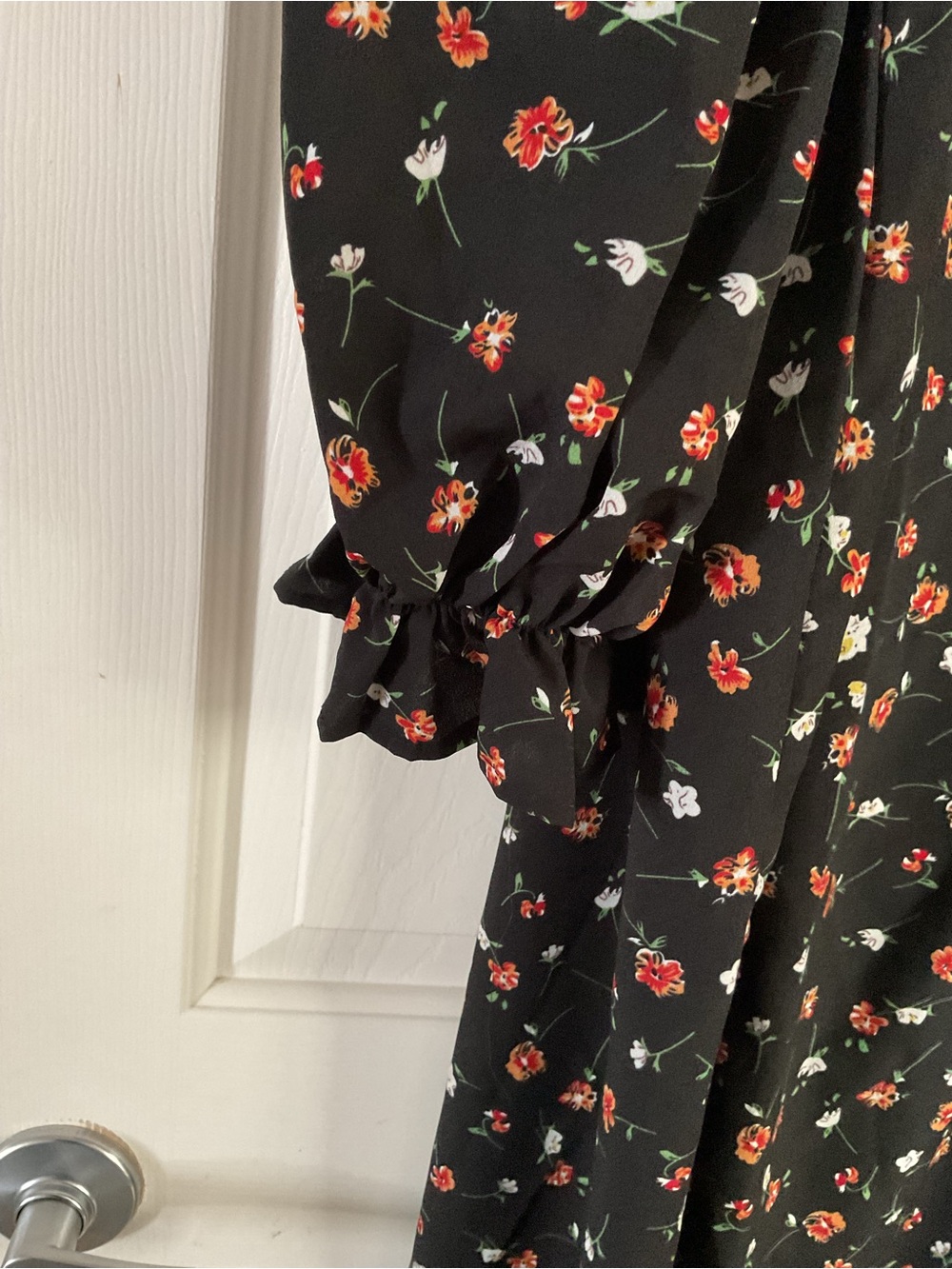 SHEIN Black Floral Midi Dress with Red Rose Print - Picture 3 of 7